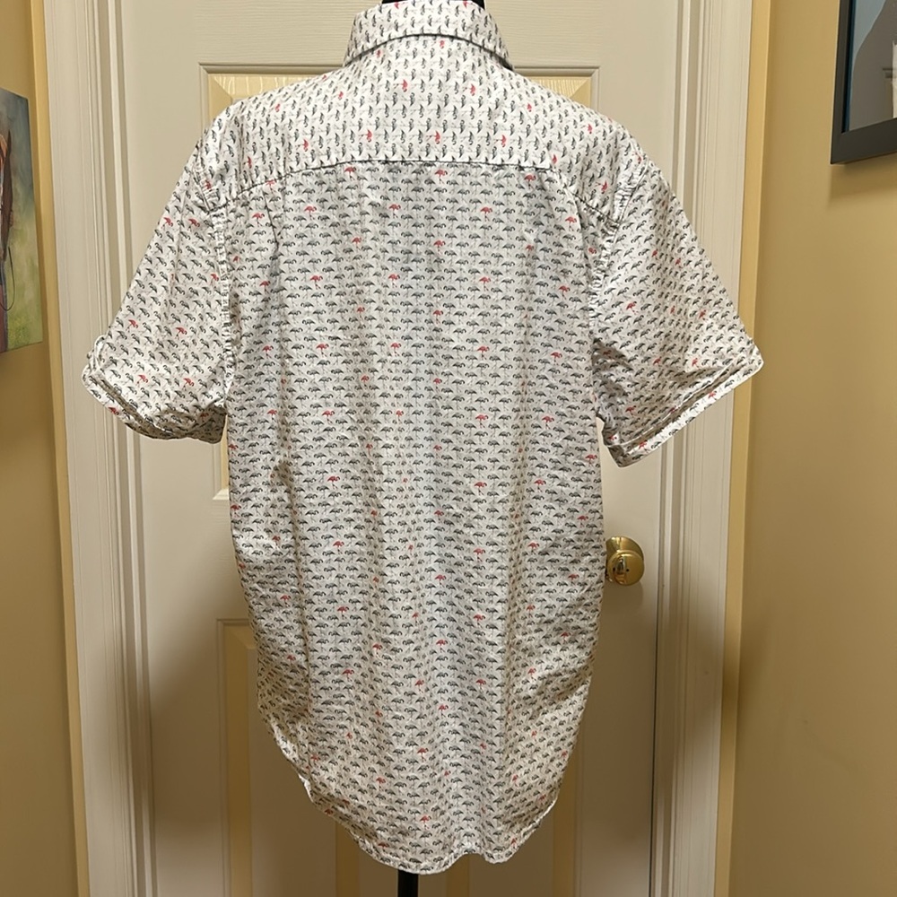 Men's White and Pink Flamingo Patterned Shirt - Picture 4 of 5